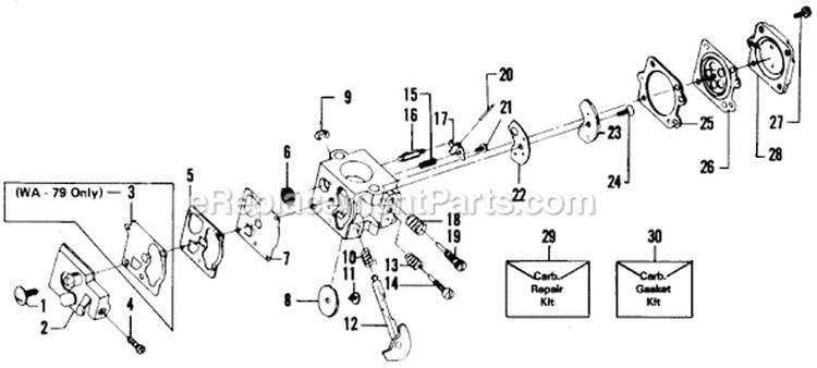 Page A Diagram and Parts List for XR-30  Weed Eater Trimmer